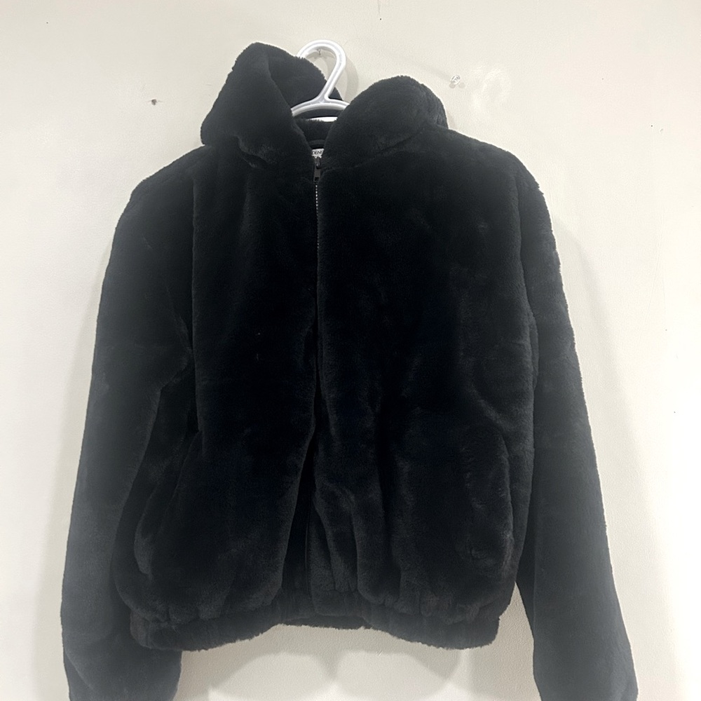 Black Faux Fur Bomber Jacket